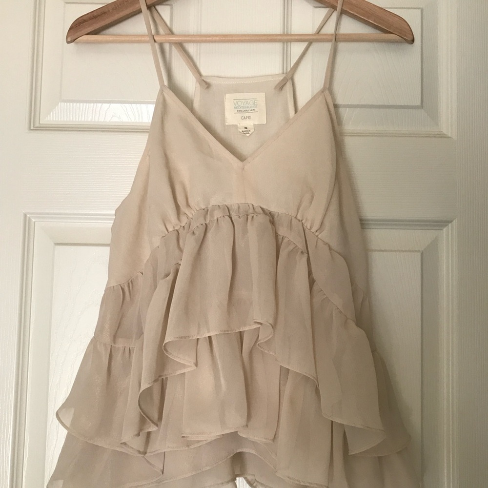 Elegant Cream Ruffled Camisole